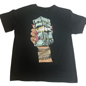 Fashion Nova Black Graphic “Girl With the Cash” Tee. Size:XL. Good Condition.